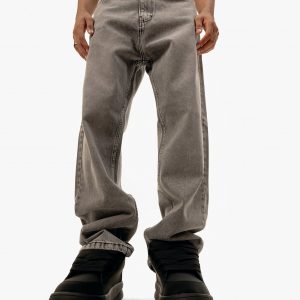Streetwear Baggy Fit Jeans In Light Grey With Effect